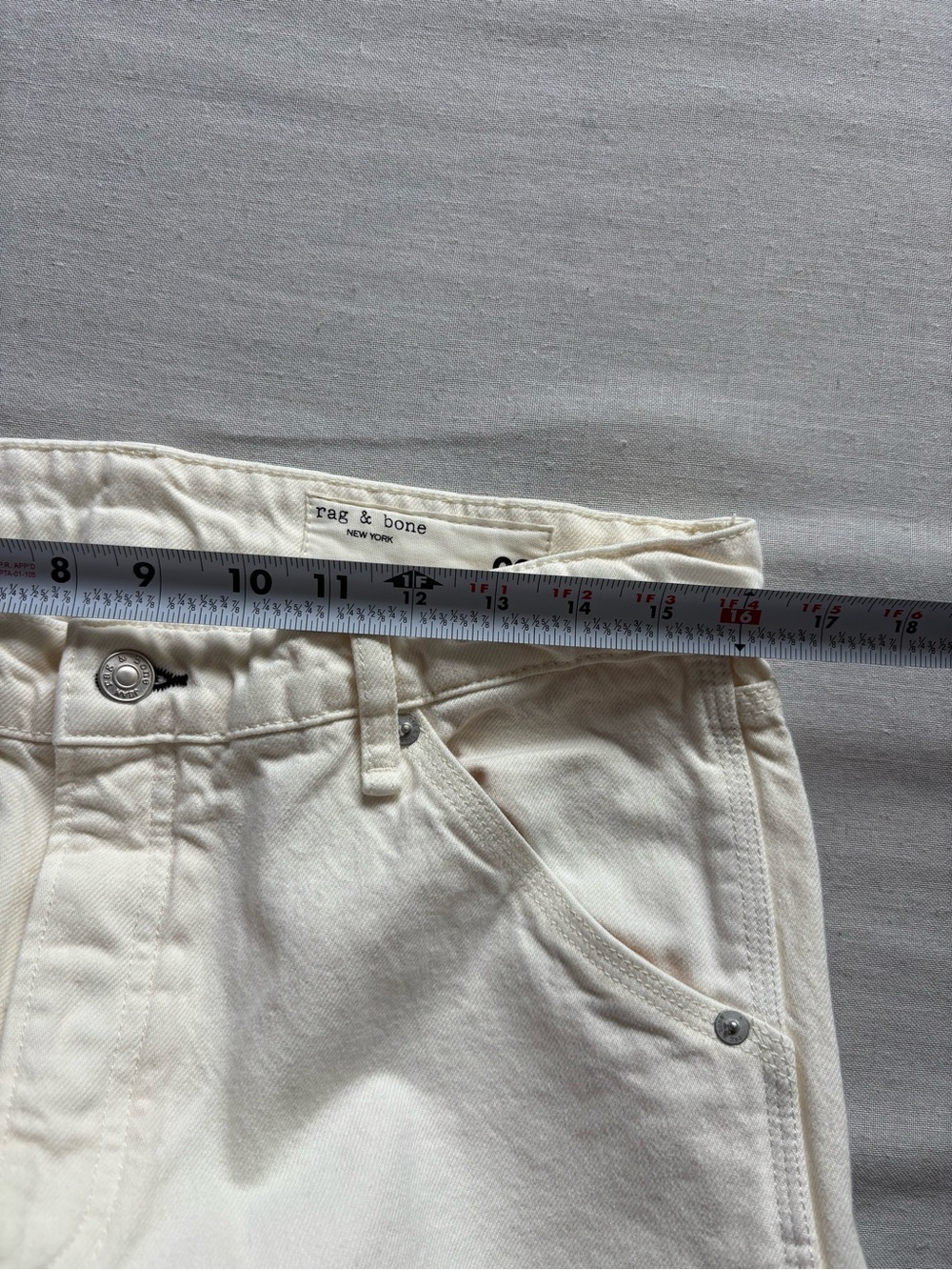 Rag & Bone High Rise Cargo Full Length Jeans Ecru Size 29 Style WDD22F2918BTEC - Picture 9 of 12